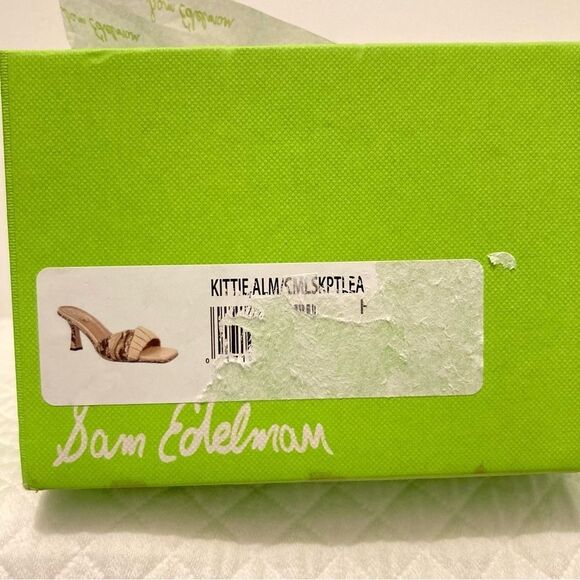 Sam Edelman Kittie Heeled Slide Sandals NEUTRAL MOTIF Womens 7.5 Snake Skin Heel - Picture 10 of 12